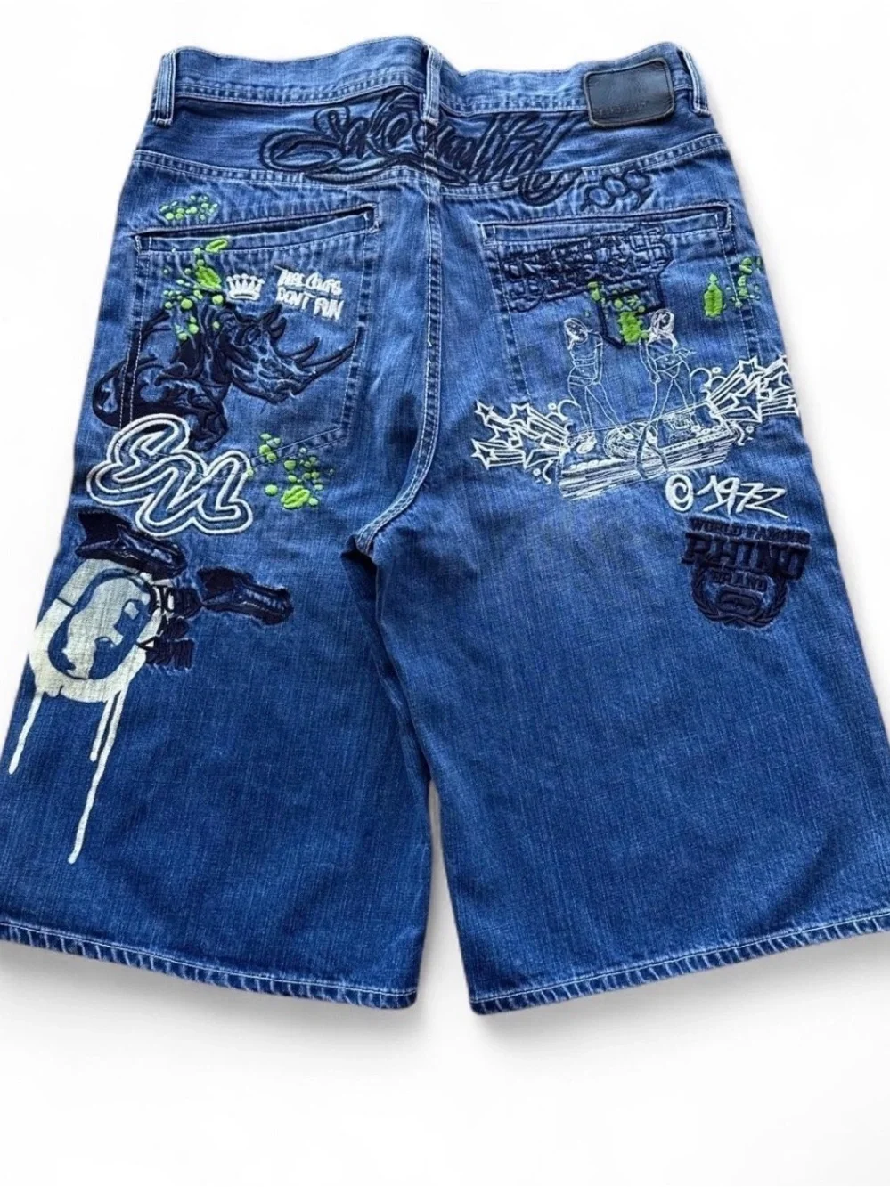 Y2K Ecko Unltd Embroidered Baggy Denim Jorts Jean Shorts